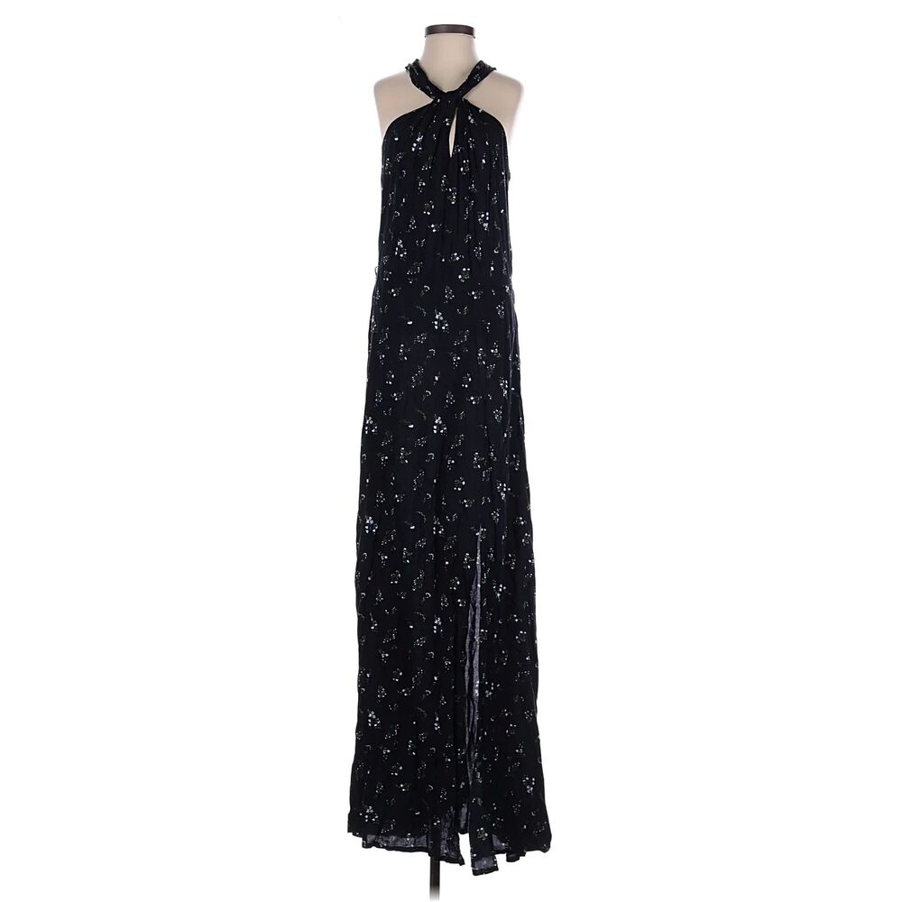 Long Tall Sally LTS 6 Black Maxi with Ditsy Flowers